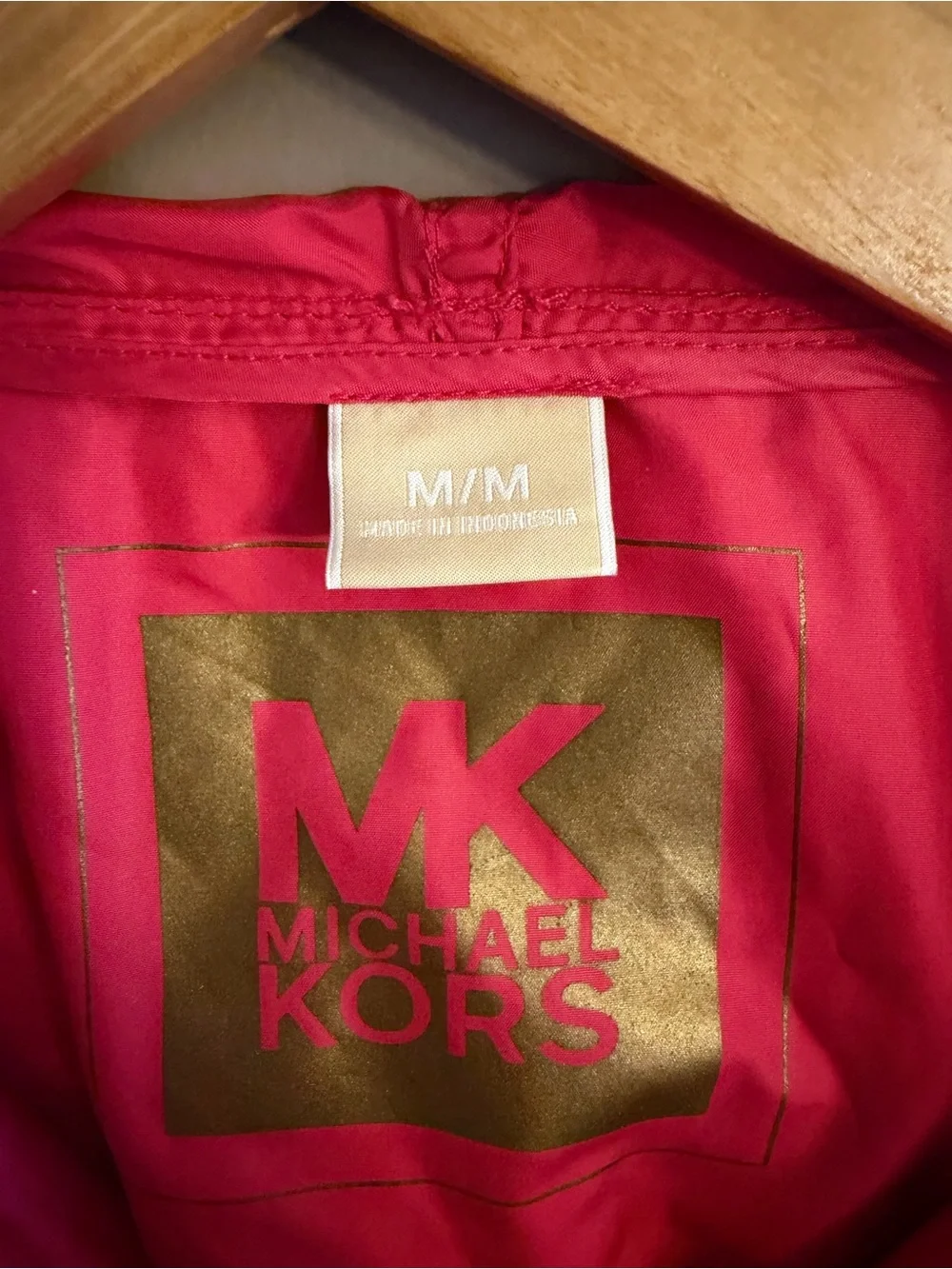 MICHAEL Michael Kors Hot Pink Hooded Lightweight Rain Anorak Jacket Coat Med